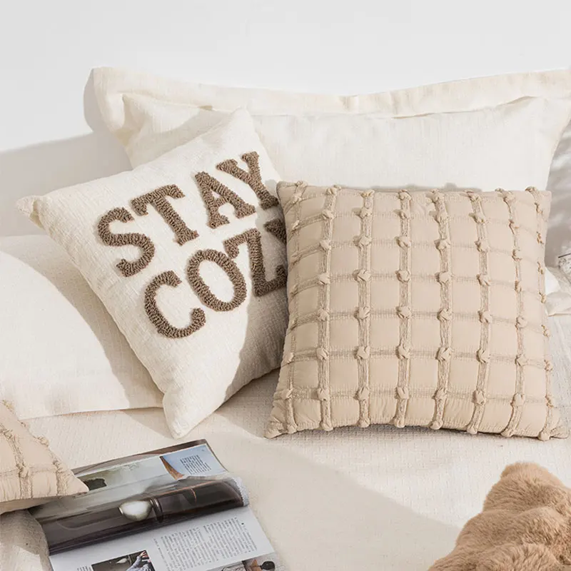 Ins Letter Loop Velvet Pillow Cover Sofa Decorative Pillowcase Nordic Style Creative Soft Cushion Cover Chenille Funda Cojin