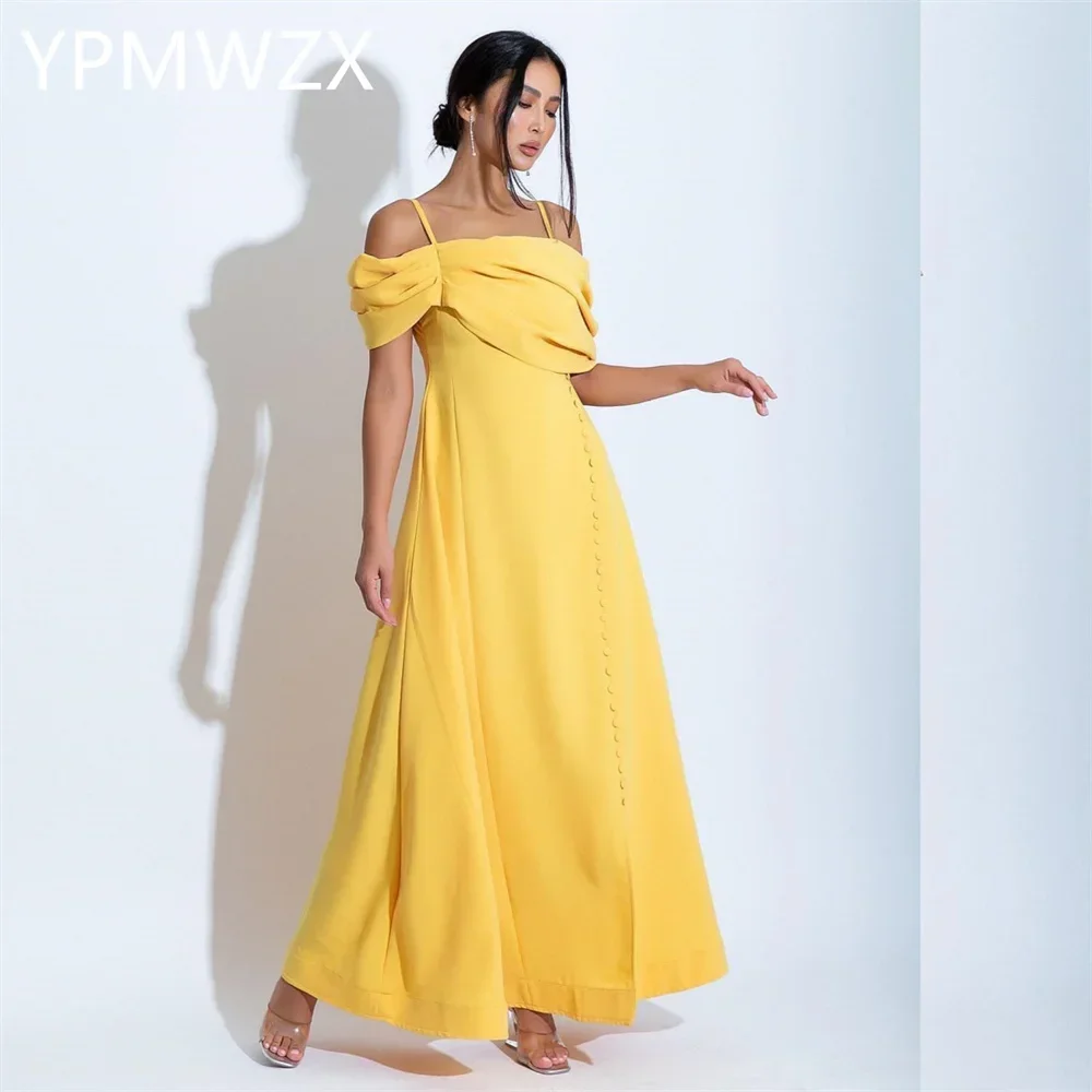 

Customized Evening Dress Party Occasion Women Prom Gown YPMWZX Off-the-shoulder A-line Ankle Length Skirts Draped Formal