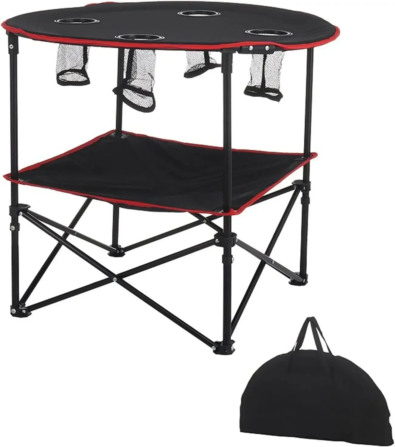 Camp Table Folding Table with 4 Cup Holders Carry Bag for Travel Camping Beach Backpacking Outdoor Desk