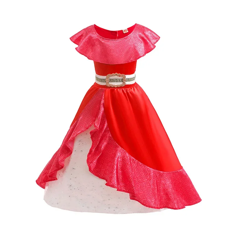 New Fantasia Elena of Avalor Princess Party Dress for Girls Christmas Carnival Halloween Ruffle Style Queen Elena Costume