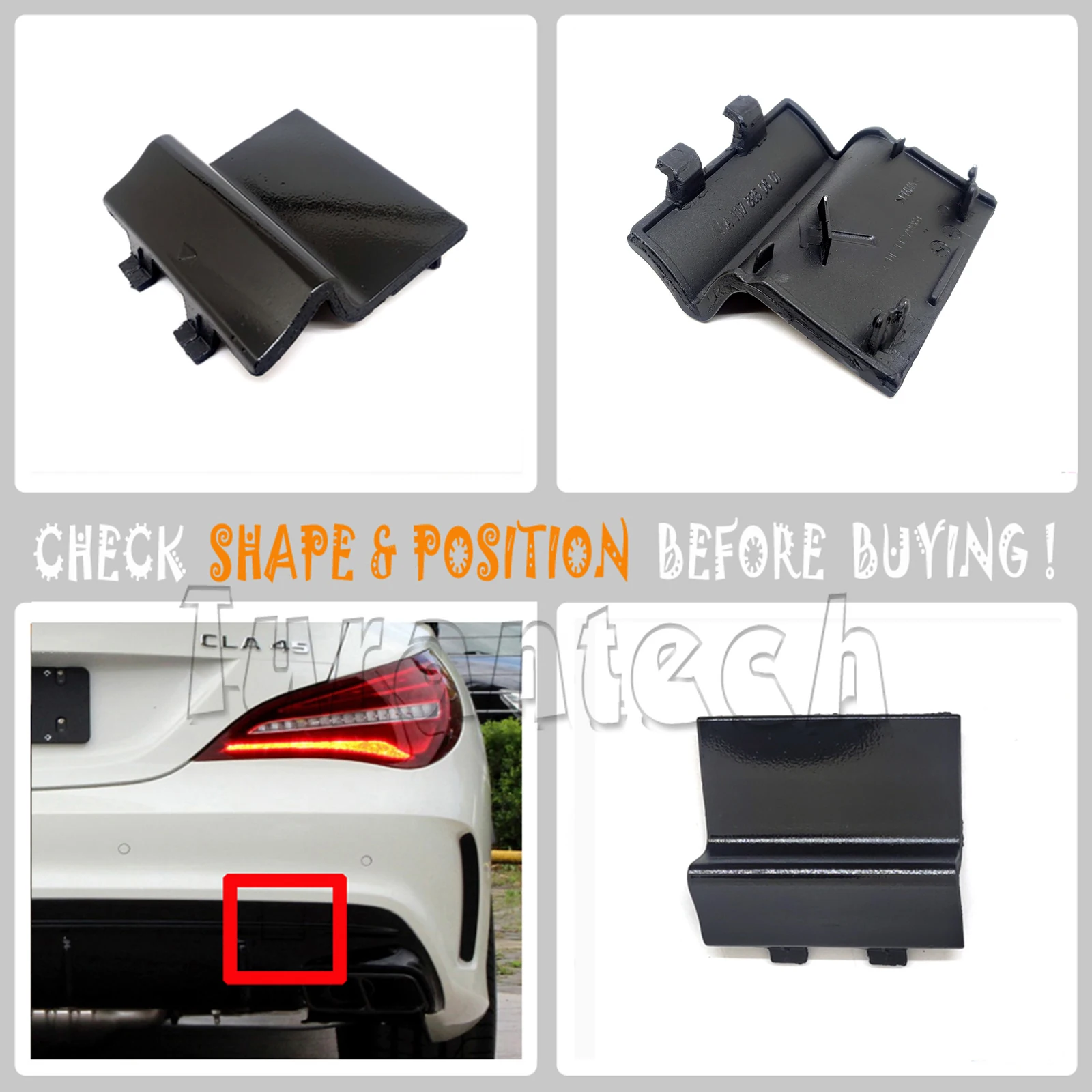 1178850601 For 12-19 Mercedes AMG CLA W117 Facelift  CLA45 CLA45AMG 45amg Coupe Rear Tow Hook Cover