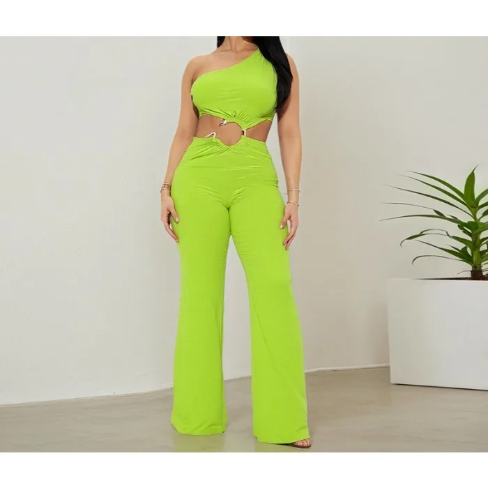 

Sexy Women's Jumpsuits Open Back Cutout with Rompers New 2025 Summer Lace-Back Bandage Wide Legs Conjoined Body Pants Overalls