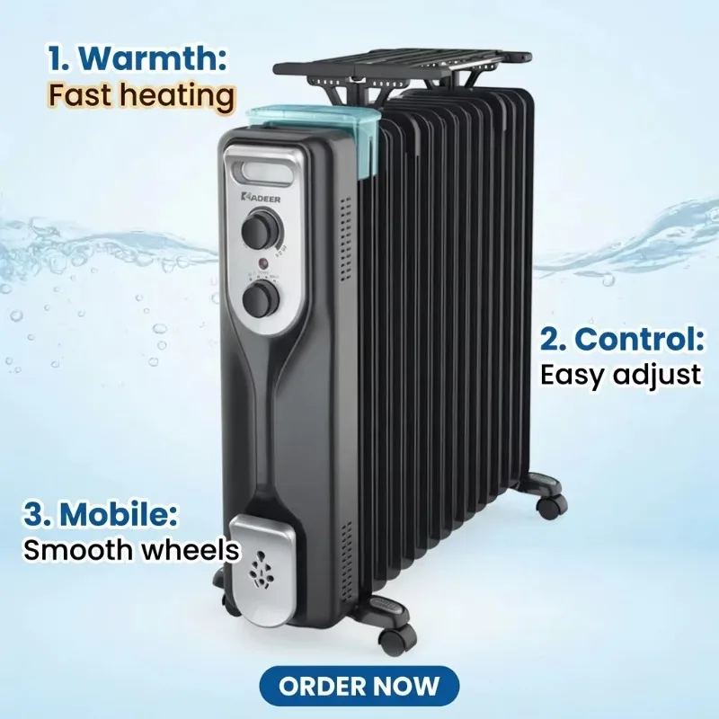 Airo Electric Room Heater 3 Power Setting Oil Filled Radiator 5fins-13fins