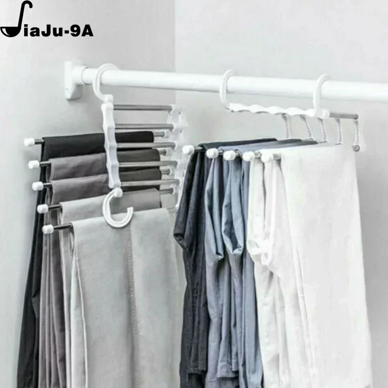 Hot Newest Multifunction 5 in 1 Pant Rack Shelves Stainless Steel Clothes Hangers Multi-functional Wardrobe Magic Hanger