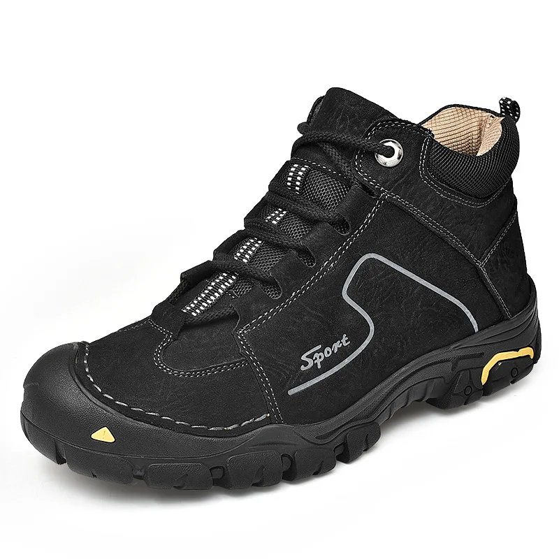 Plus-size Cowhide Men's Shoes Cotton Boots for Mountain Climbing Tourism New Men Warm Shoes for Autumn  Anti-slip Outdoor Shoes