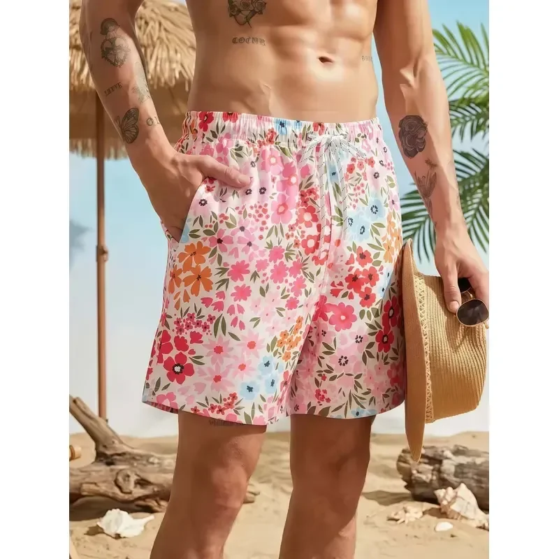 Casual Cool Shorts 2026 Hawaiian Floral Beach Shorts Men Quick Dry Lightweight Surfing Swim Trunks Loose Comfortable Summer