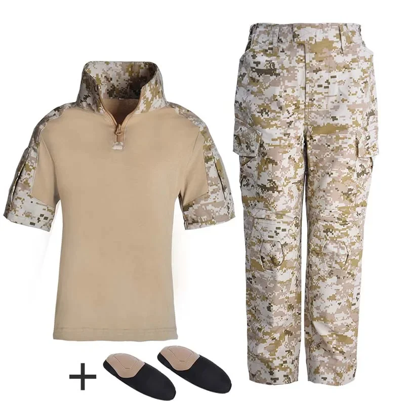 Imagem -03 - Camisas Táticas de Camuflagem para Crianças Uniforme das Forças Especiais Terno de Combate para Crianças Joelheira Calças de Caminhada para Menino Treinamento Militar ao ar Livre