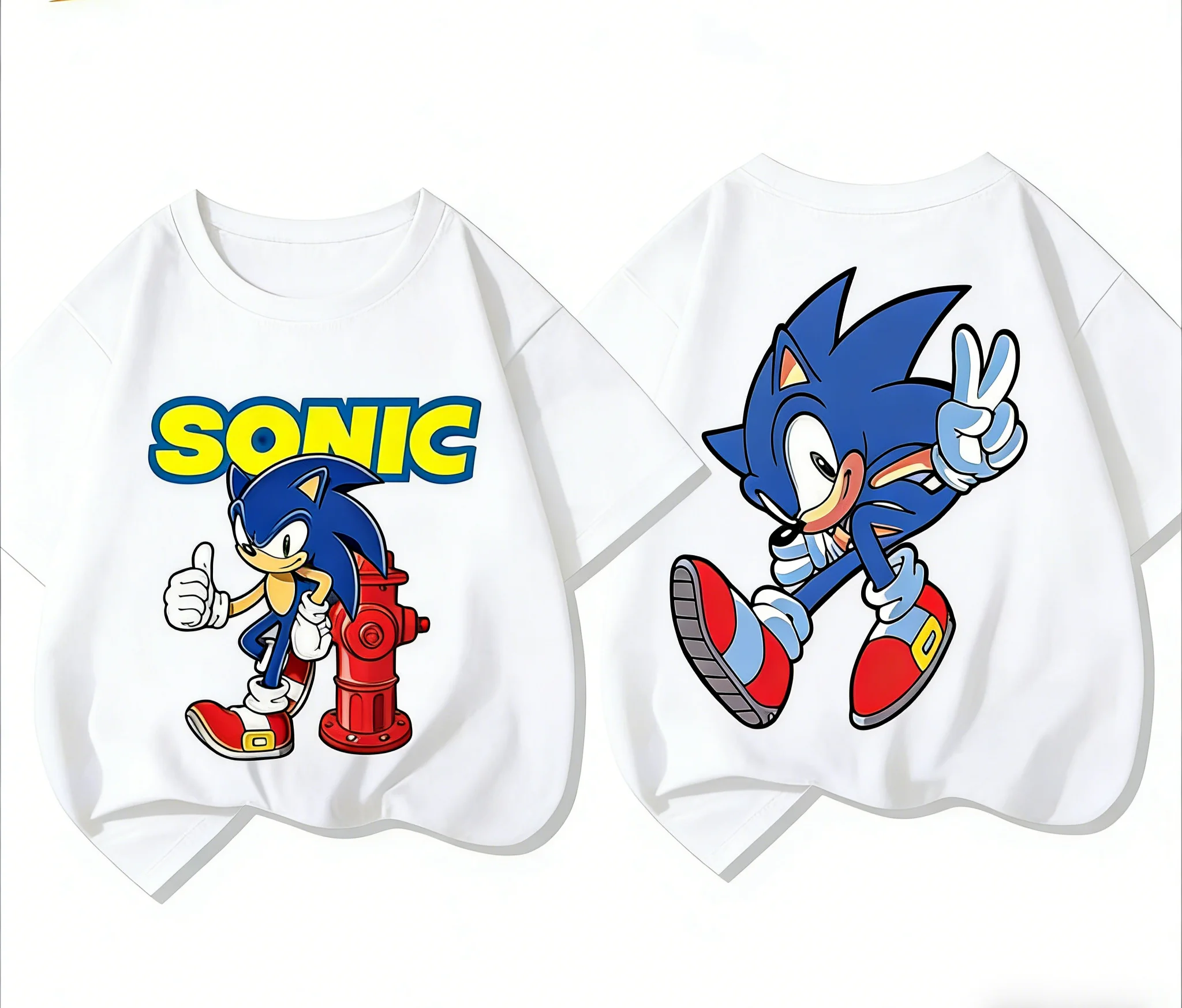 Sonic Hedgehog Sonic T-shirt Cotton Top Super Sonic Mouse Boys and Girls Summer Casual Street Men's Wear,Washable Multiple Sizes