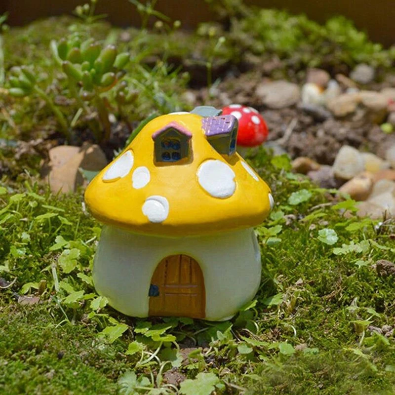 

4 Pcs Mini Mushroom Cottage House Mouse Tiny Figurines Miniature Fairy Garden Accessories