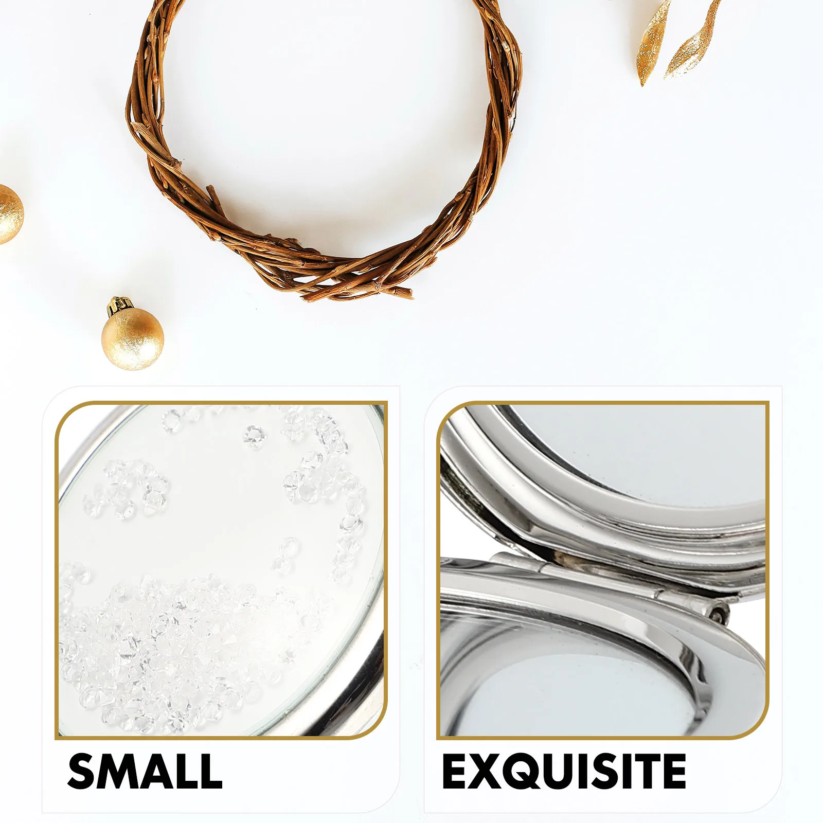 Dubbelzijdige opvouwbare metalen ronde make-upspiegel Mini draagbare kleine reiscompacte spiegel Make-upaccessoire voor buitengebruik