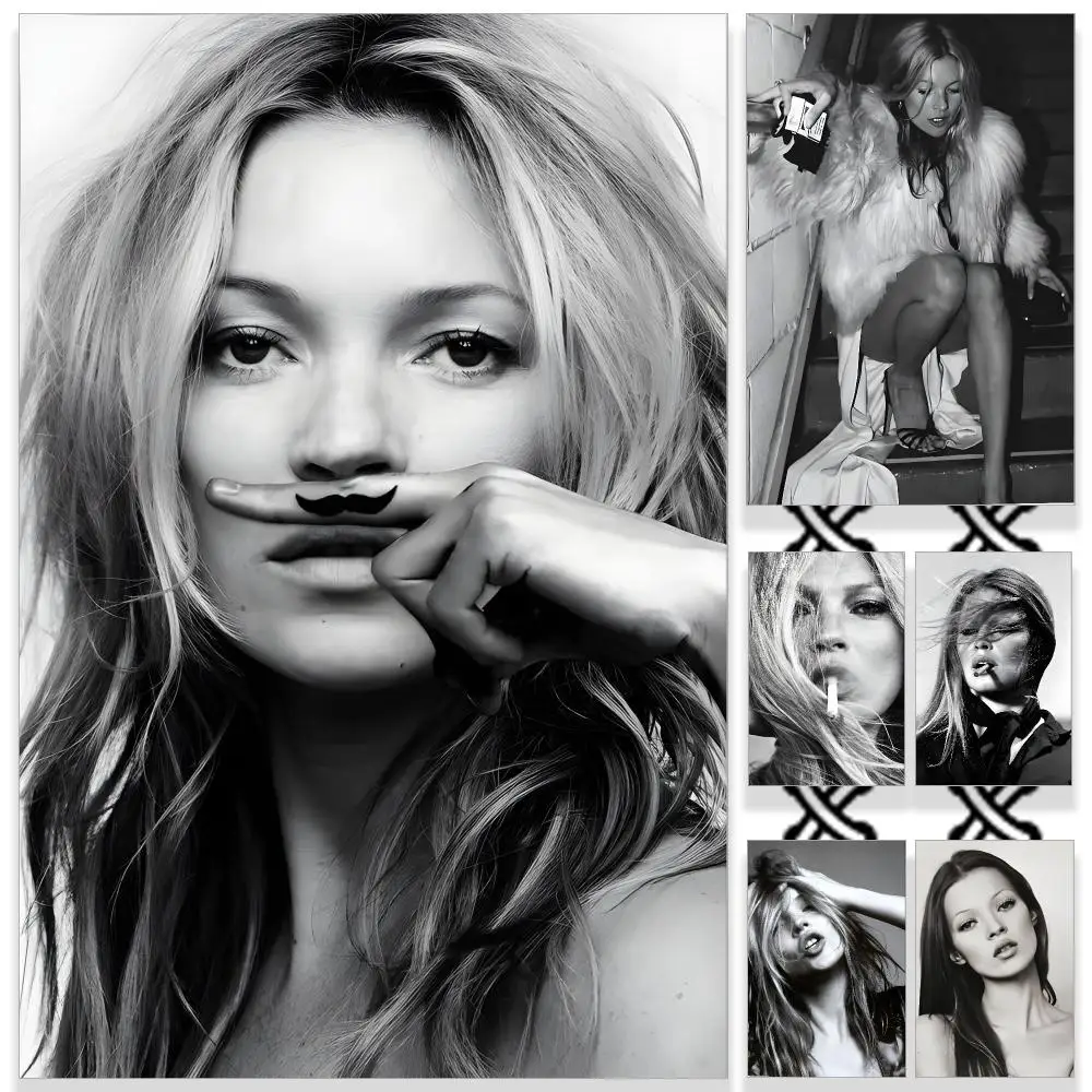 Celebrity K-Kate Moss Poster HD Waterproof PP Self-Adhesive Removable Wall Art Poster for Bedroom Cafe Gym Home Decor Gift