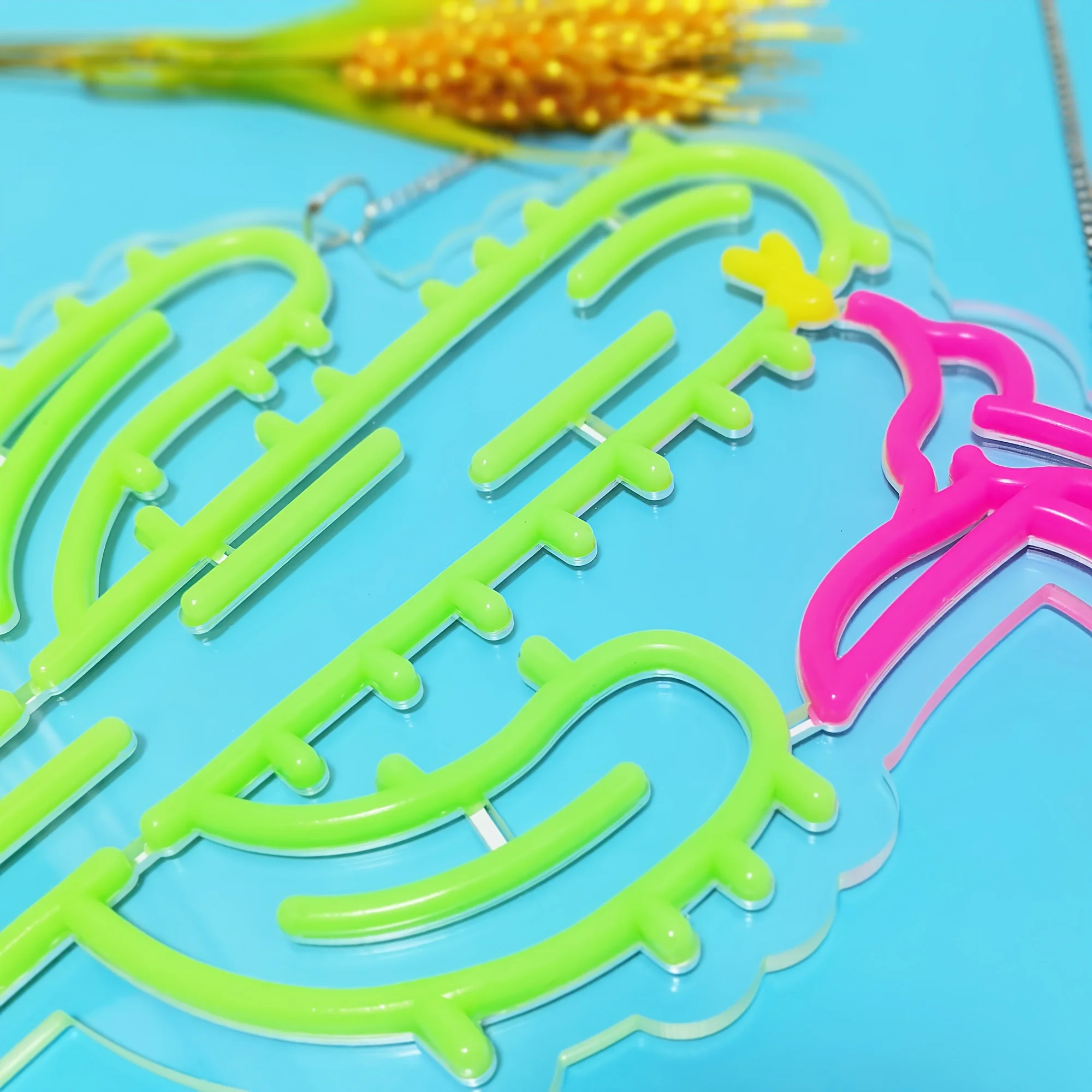 Multi-Color Cactus and Hummingbird Neon Sign -LED Lighting with Wall Hanging Design - Perfect for Bar Decor and Holiday Parties