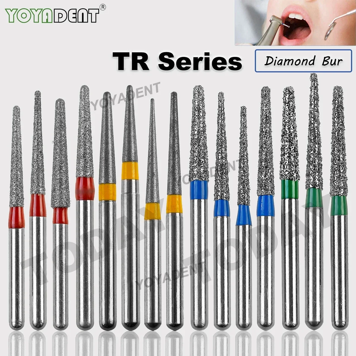 Dental Bur Diamond Burs Taper Round End TR Type Extra Fine Standard Dentistry Strawberries Drill FG High Speed Bur 1.6mm 10Pcs