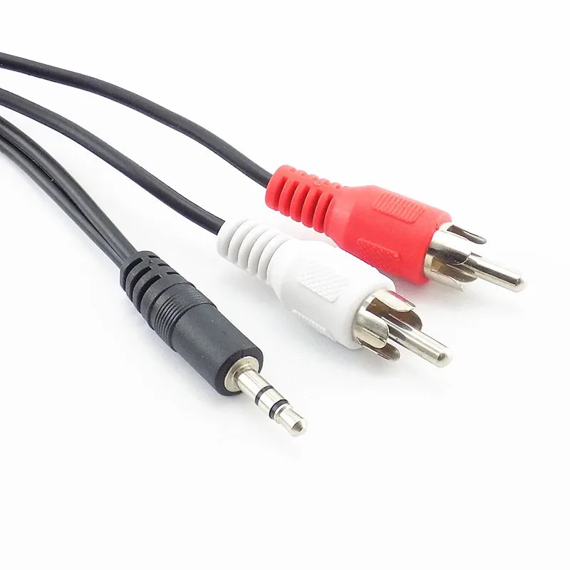 3.5mm Jack Mini wtyczka 2 męskie Rca Stereo Adapter głośnik Audio Phono przedłużenie rozgałęźnika przewód przewód AUX złącza