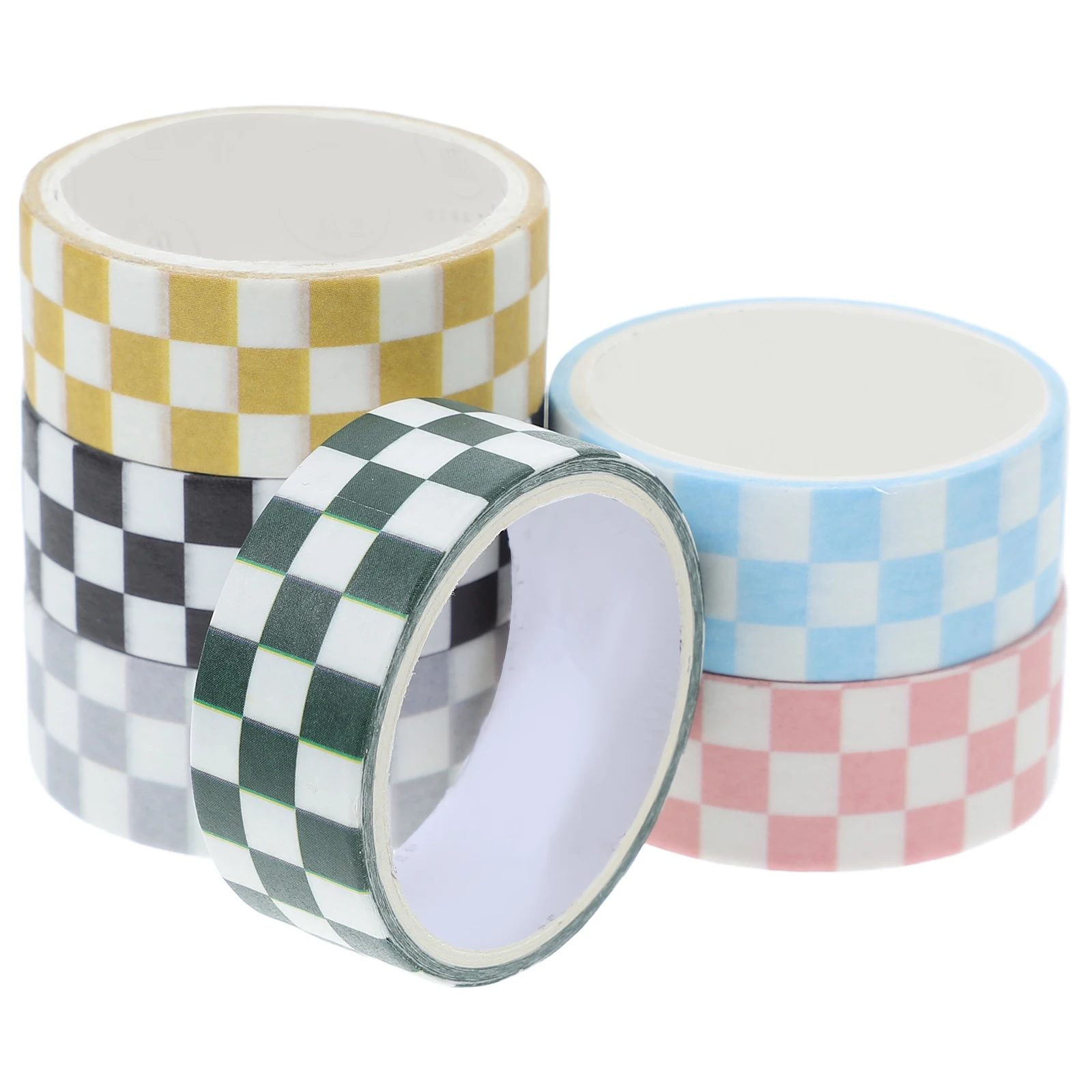 

6 Rolls Grid Washi Tape Decorative Checkered Scrapbook Paper Crafts Self Adhesive Journal Planner Postcards