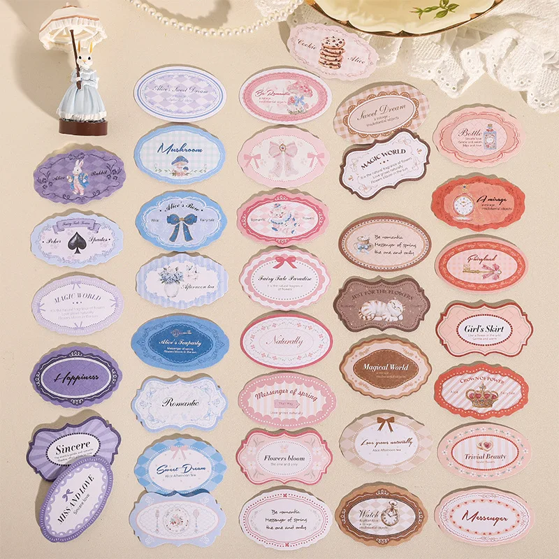 1er-Pack/2er-Pack Märchenhafte Aufkleber in Box Alice Sweet Dream Serie Journal DIY Collage Material 6 Stile 20 Blätter