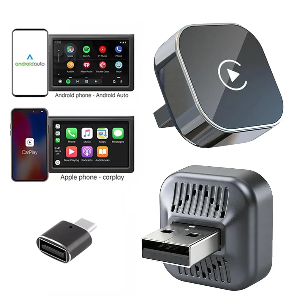 (2026 Upgraded) Wireless CarPlay Adapter for Apple iPhone＆Android, Small Size,Plug and Play,Fast and Stable Connection Wireless