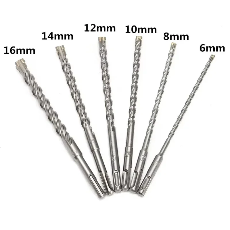 1Pcs Electric Hammer Drill Bit 6mm 8mm 10mm 12mm 14mm-32mm Cross Type Tungsten Steel Alloy SDS Plus Masonry Concrete Rock Stone