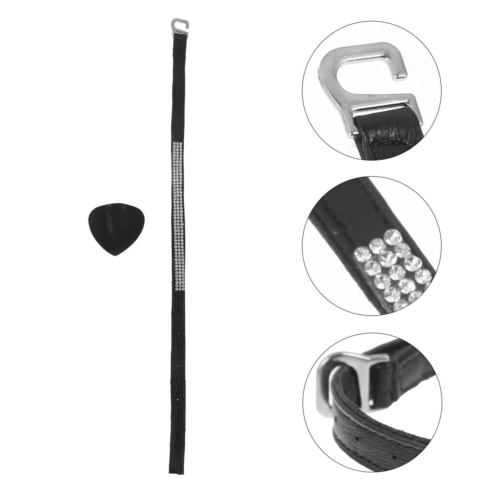 

High Heel Straps Black Color Non Tie Buckle Anti Slip Detachable Rhinestone Decor Women Shoes Straps Heel Supply