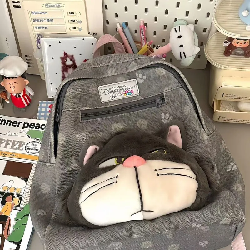 

2025 Disney Lucifer Cat Backpack Cartoon Anime Fashion Cute Lucifer Bag Large Capacity Smooth Zipper Girl Casual Student Daypack
