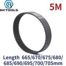 GKTOOLS 5M Width 10/15/20/25/30mm Closed Loop Rubber Timing Belt Length 665/670/675/680/685/690/695/700/705mm