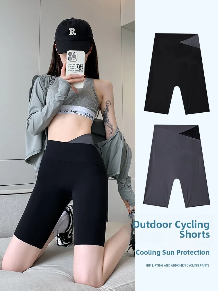 

Брюки для йоги с высокой талией, пять четвертей, женские тонкие летние дышащие леггинсы с подтяжкой живота и живота