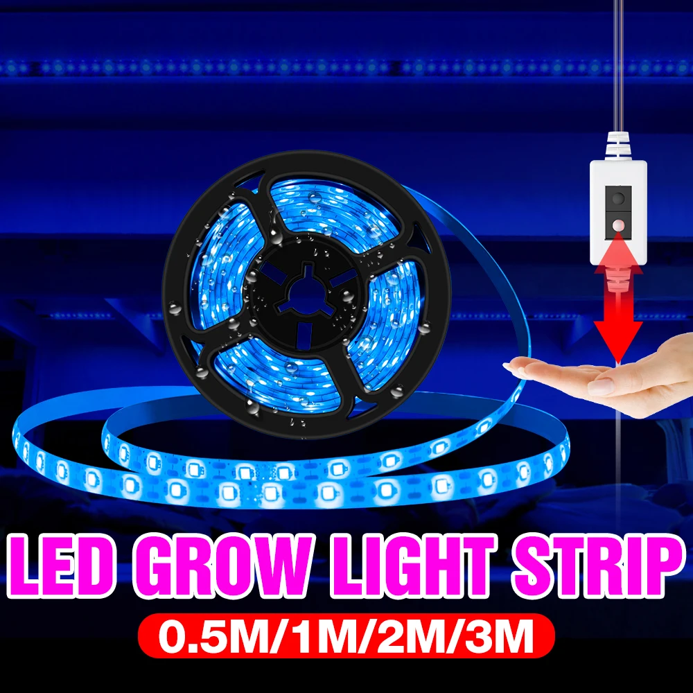 

USB Full Spectrum Phytolamps Lamp LED Grow Light 5V USB LED Hand Sweep Sensor Plant Grow Light Strip 50cm 1m 2m 3m Waterproof