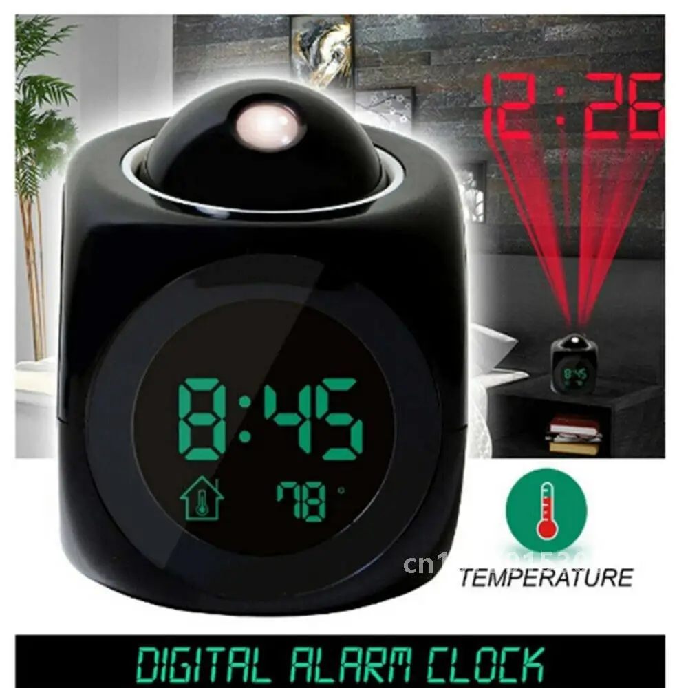 Digital Alarm Clock LCD Creative Projector Weather Temperature Desk Time Date Display Projection USB Charger Home Clock Timer