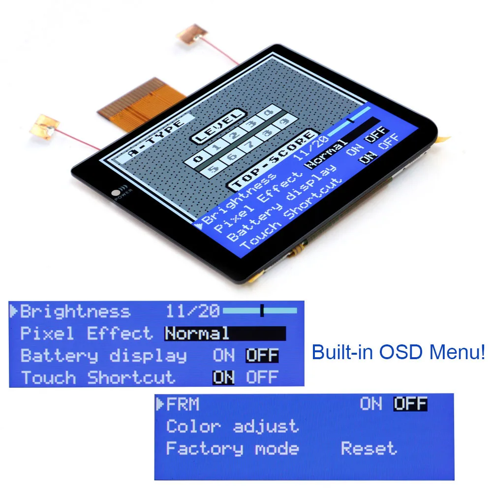 HISPEEDIDO – laminowany 2,8-calowy, duży ekran IPS LCD z funkcją skalowania obrazu i wbudowanym menu OSD, przeznaczony do zestawów ekranów retro w stylu pikselowym, wraz z obudową. — zdjęcie produktu 3