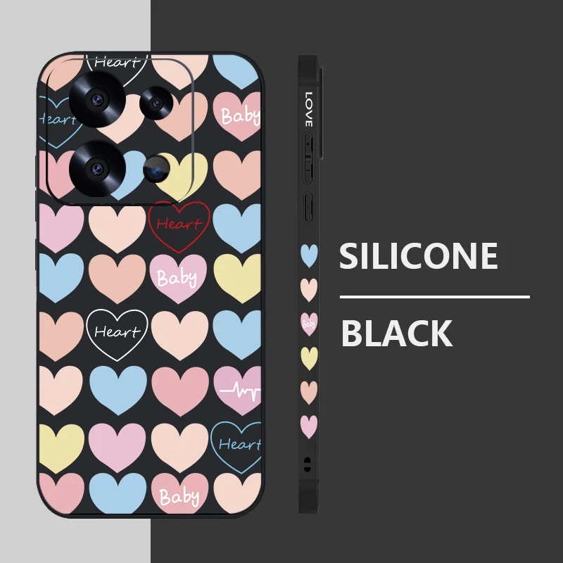 Colored Love Hearts Lanyard Case For Xiaomi Redmi Note 13 12 Pro 5G 11 10 14 Poco F6 X6 X5 Mi 11 Lite 5G NE 11T 13T Pro Cover