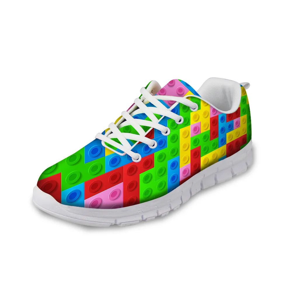 Colorful Bricks Pattern Women Sneakers Woman Flats Slip On Shoes Ladies Casual Shoes Walking Female Jogging Running Shoes