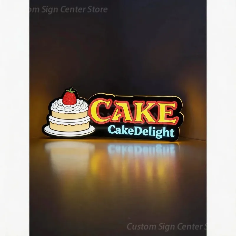 Custom Neon LED Sign Acrylic Logo Panel Signboard Letters CakeDelight Gaming Room Wall Decor Business Luminous Light