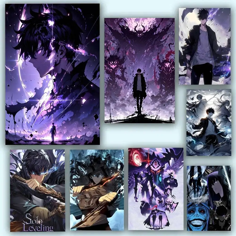 Pósteres de anime S-solos de Manga L-Leveling, autoadhesivos, impermeables, ideales para decoración de sala de estar, dormitorio y bar