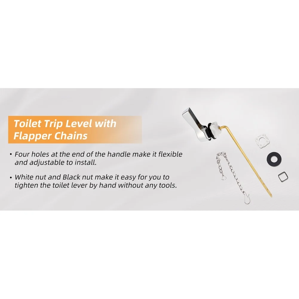 Side Mount Toilet Tank Flush Lever Chrome Zinc Alloy Construction Rust Resistant Finish for Long Term Bathroom Use