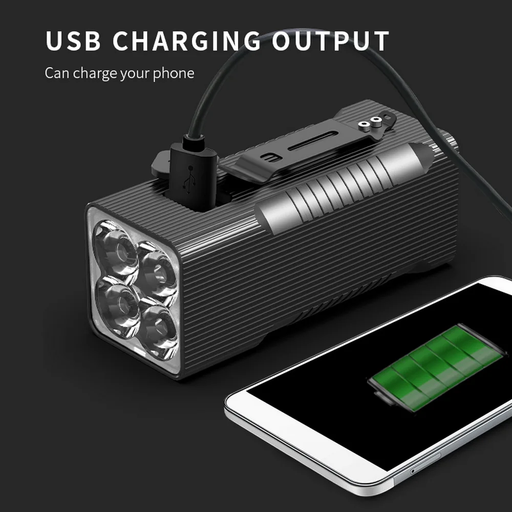 High Power XHP90 LED 8000LM Searching Torch LED Lantern Built-in Lithium USB Rechargeable Flashlight-tool