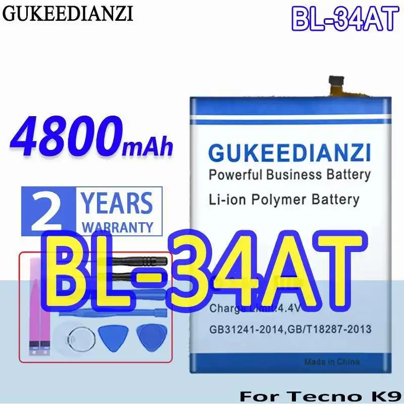 

Long-Lasting Mobile Phone Battery For Tecno K9 Plus K9Plus 4800mAh BL-34AT