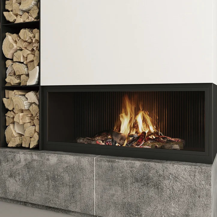 Fireplace Modern Design Cast Iron Freestanding Fireplace Gas And Wood-Burning Stove With Firewood Storage For Villas