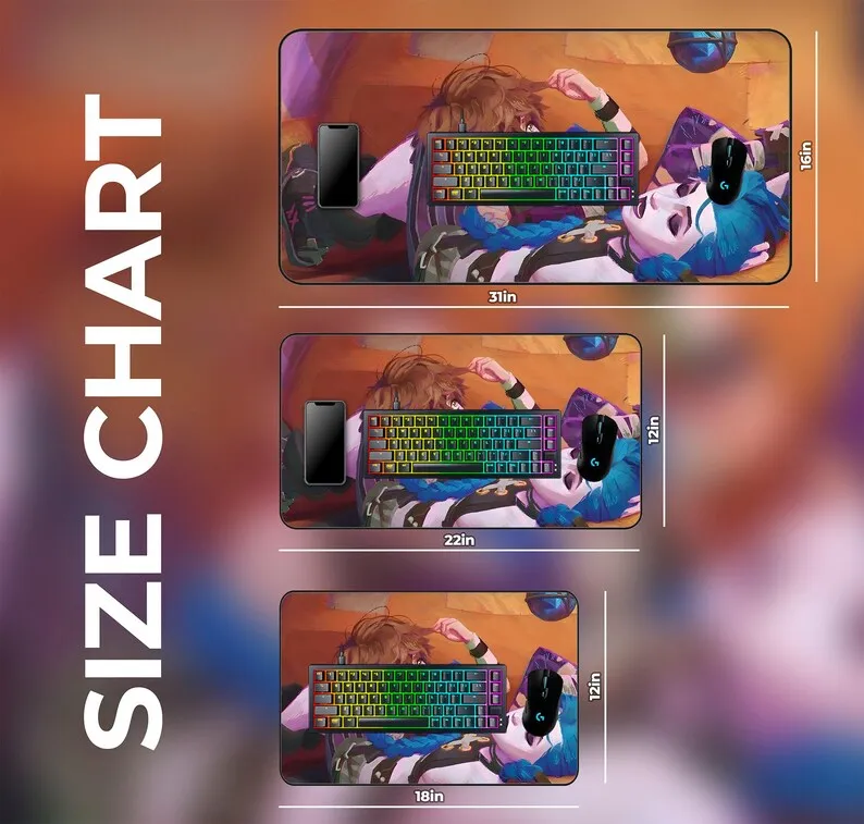 لوحة ماوس كبيرة من Jinx And Isha Arcane Gaming XL، حصيرة مكتب ألعاب، Arcane، Gaming، Jinx، Isha، Vi، ألعاب Arcan، League of Legends
