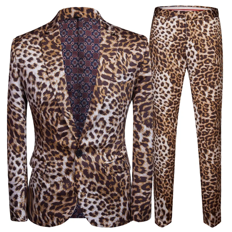 Men's Smooth Velvet Leopard Slim Suit 3 Piece Set Jacket Vest Pants High Quality Banquet Fashion Luxury Blazers Coat Trousers