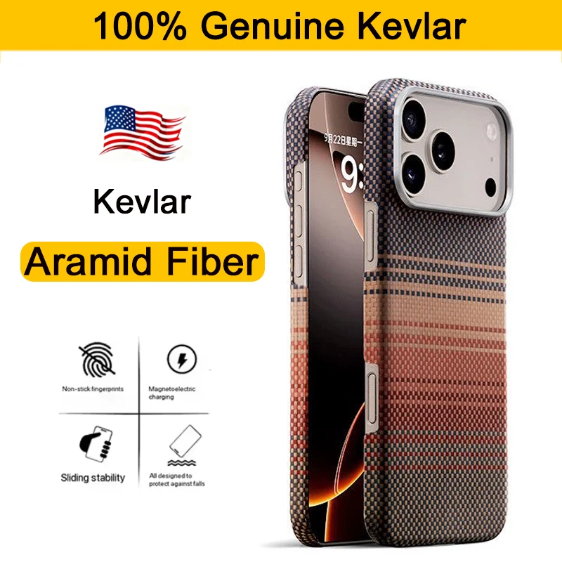 

100% Kevlar Aramid Carbon Fiber Case For iPhone 17 Pro Max 17Pro Magsafe Luxury Cover Magnetic Ultra-Thin Phone Back Case