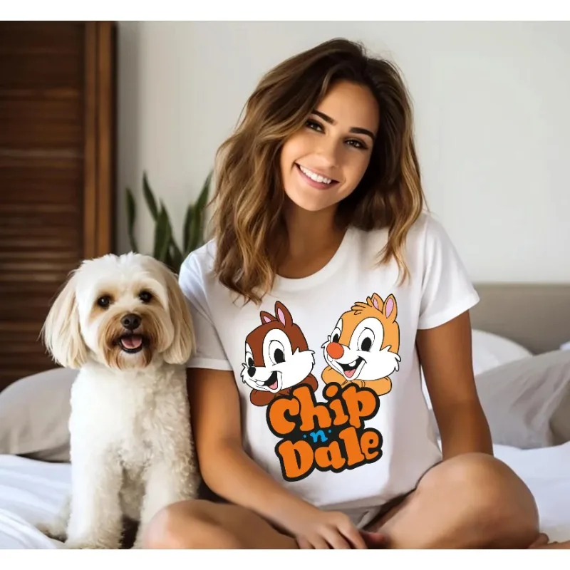 

2025 Summer Fashion Chip Dell Shirt Double Trouble T-shirt Magic Kingdom Shirt Fashion Park Matching Shirt Vacation T-shirt