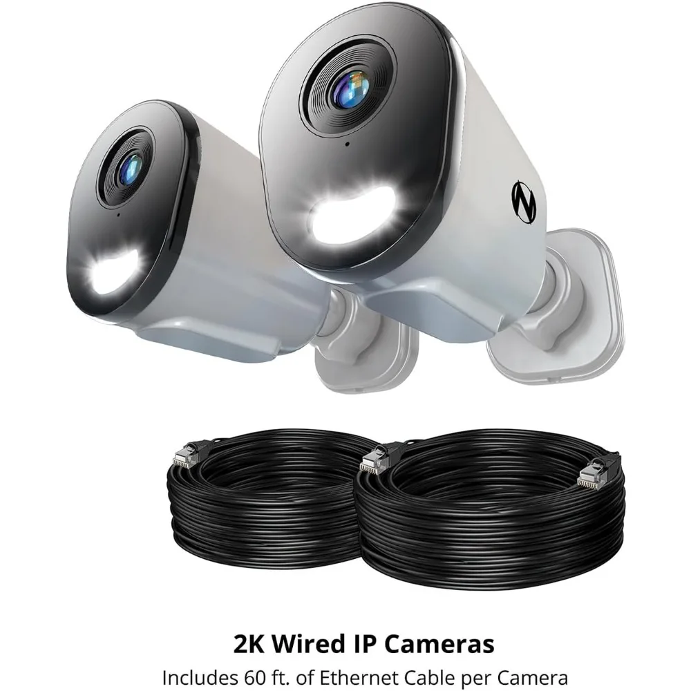 Cámara de disuasión IP con cable de 4 MP con audio bidireccional - paquete de 2 - blanco