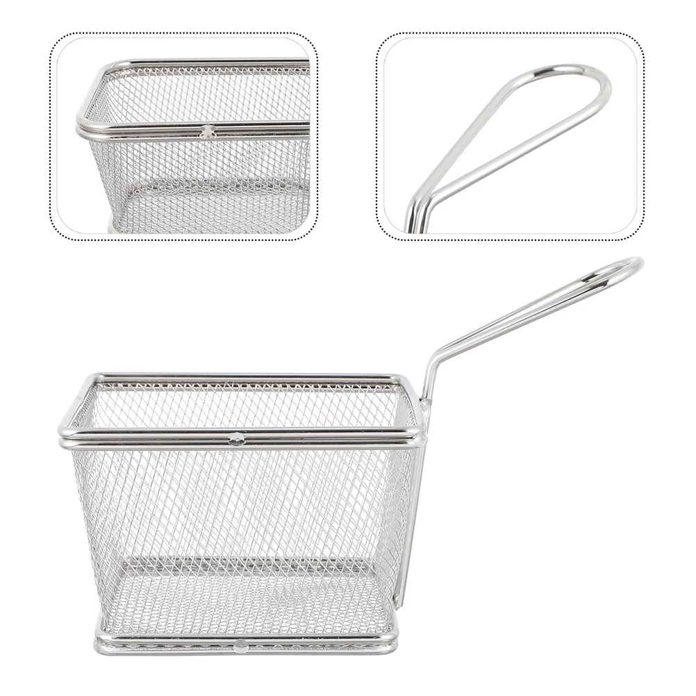 

Stainless Steel French Fries Holder Mini Fry Basket for Serving Food Small Wire Kitchen Frying Storage Practical for Chicken