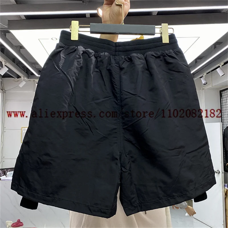 Splicing Mesh RRR123 Shorts Men Women Embroidered 123 Logo Shorts Drawstring Elastic Waist Sports Shorts