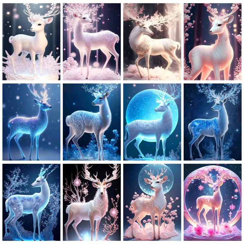 GATYZTORY Modern Painting By Numbers Fantastic Glowing Deers For Adults Kids Home Decors Paint Kit Gift Artwork Handmade