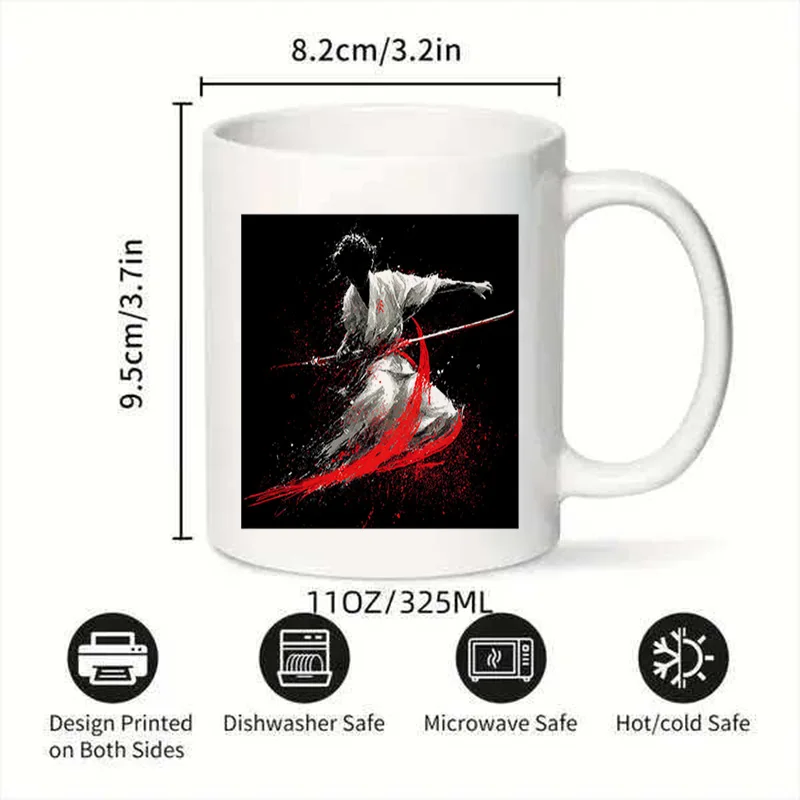 Samurai Sword Art Colorful Print Ceramic Coffee Mug 11oz 350ml Personalized Custom Mug Microwave Safe Anime Mug Birthday Gift Of