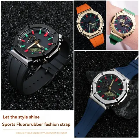 Rostfritt stålboett och gummiarmband för Casio G-Shock GA-2100/2110 | AP Royal Oak-stil modifieringssats med åttkantig infattning 16 mm 10 best sales g shock ap-fodral - №1