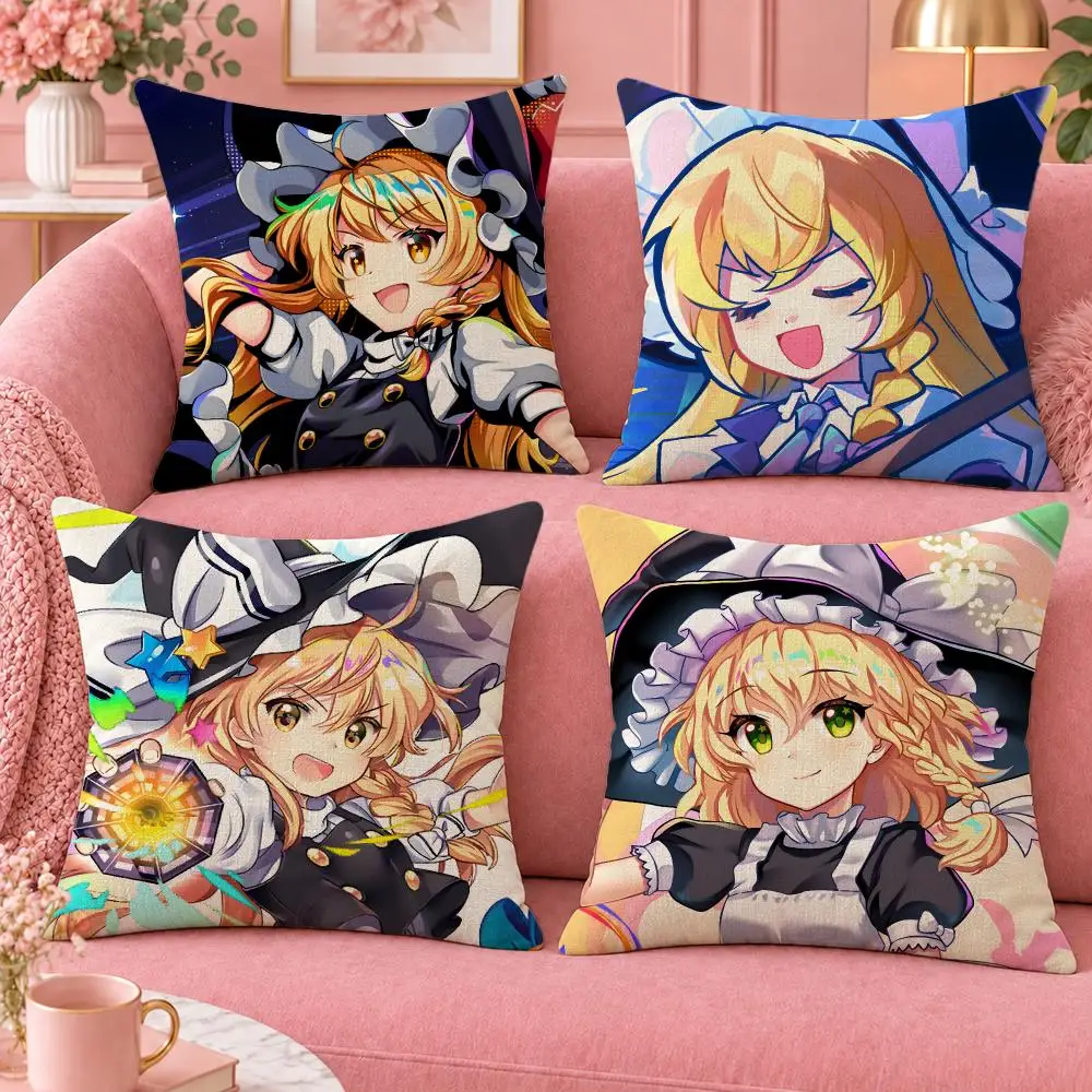 Game Touhou Marisa Kirisame Cushion Cover Cute Cartoon Throw Pillow Cover Soft Plush Cushion Cover Sofa Bedroom Home Decor