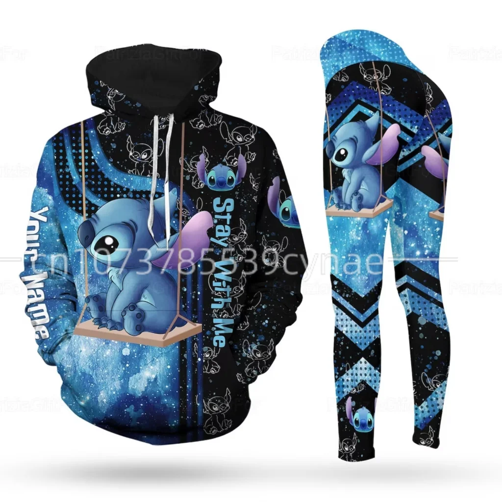 

2023 New Disney Stitch 3D Hoodie Women's Hoodie Suit Free Custom Name Stitch Yoga Pants Sweatpants Fashion Sports Suit