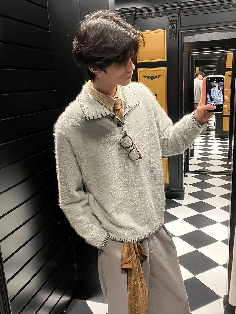 

Fur Collar Pullovers Personalizados Mens Cowboy Western Desert Washed Denim Cotton Skin-Friendly Air Antimicrobial Autumn Soft